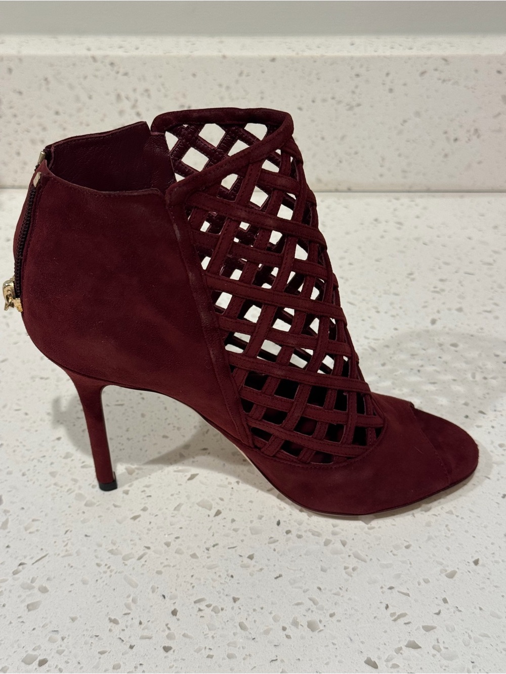 Jimmy Choo Wine Red Suede Heel Pump